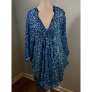 Diane von Furstenberg Fleurette Silk Dolman Mini Dress Sz 2 Blue Abstract Print